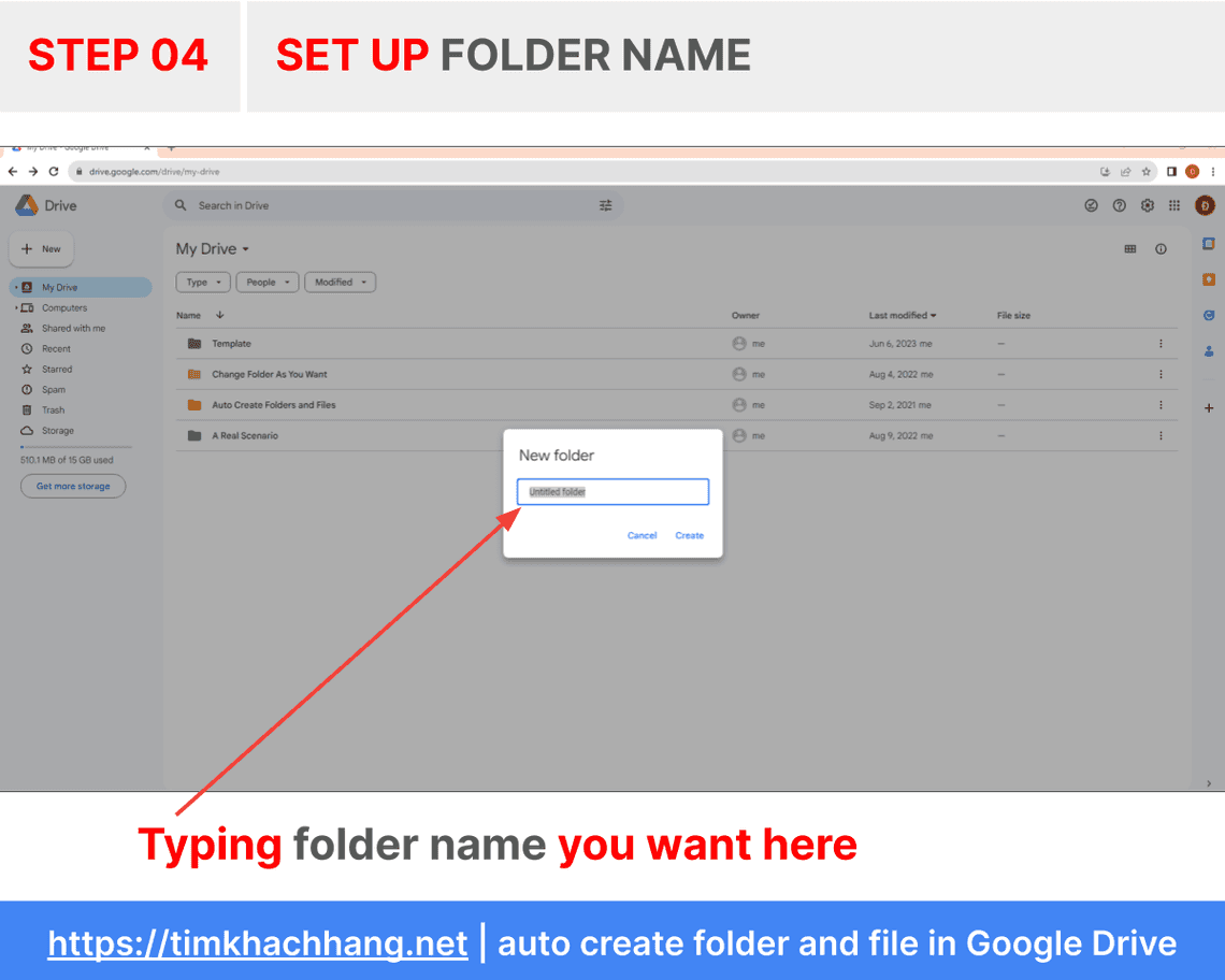 Step 4: Set folder Name