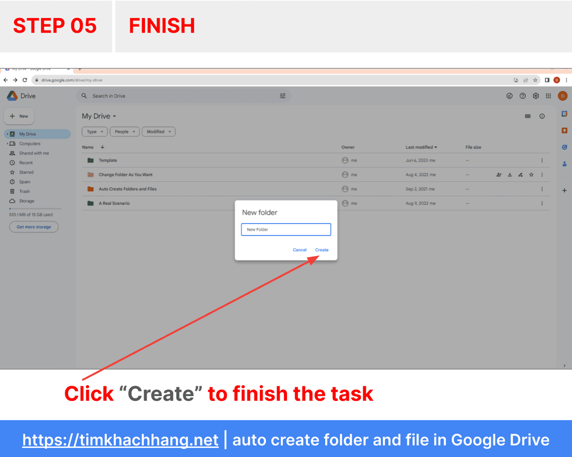 Click "Create" button and Finish